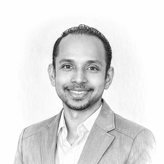Dileep K, drawn in pencil